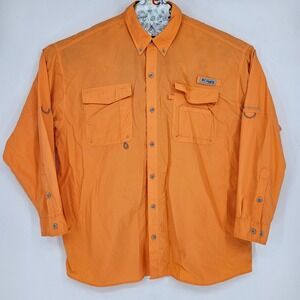 Columbia Shirt Mens XXL PFG Vented Fishing Omni Shade Orange Long Sleeve
